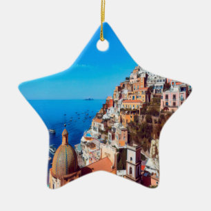 ldp POSITANO - Amalfi Coast - Panorama Ceramic Tree Decoration