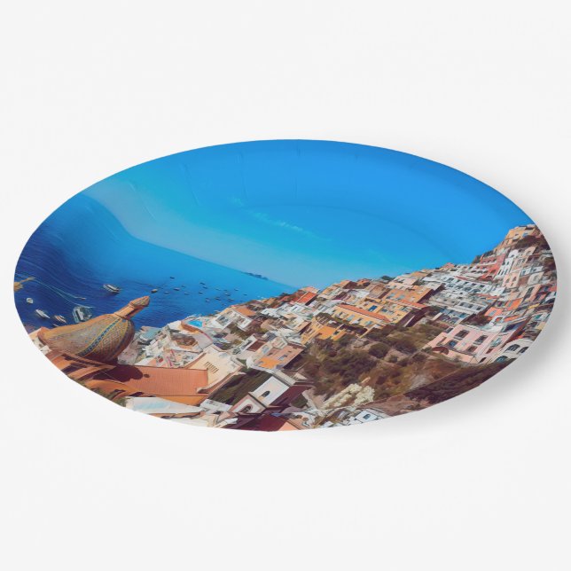 ldp POSITANO - Amalfi Coast - Panorama Paper Plate (Angled)