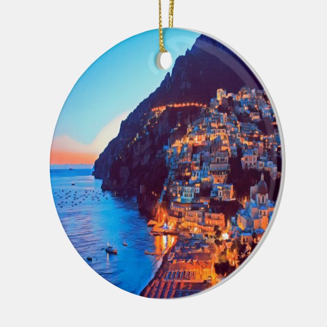 ldp POSITANO Amalfi Coast - sunset taken by Hotel Ceramic Tree Decoration (Left)