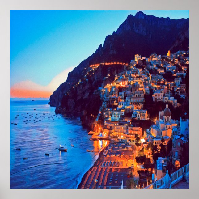 ldp POSITANO Amalfi Coast - sunset taken by Hotel Poster (Front)