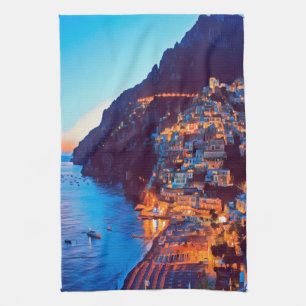 ldp POSITANO Amalfi Coast - sunset taken by Hotel Tea Towel