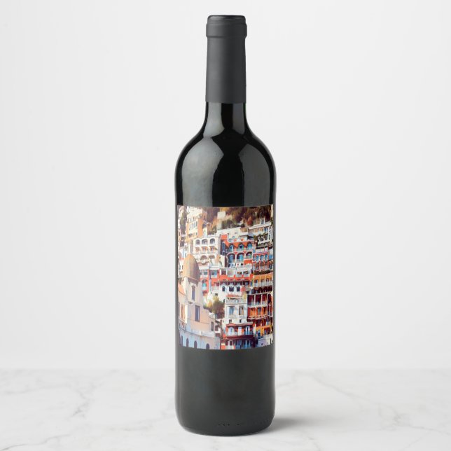 ldp POSITANO - town - church Santa Maria Assunta - Wine Label (Front)