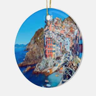 ldp RIOMAGGIORE - Cinque Terre - Ceramic Tree Decoration