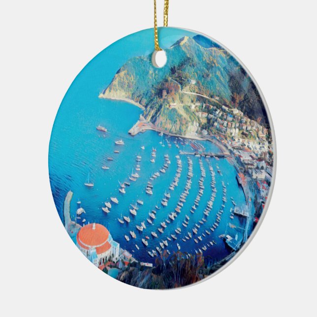 ldp SANTA CATALINA Island - California - harbour Ceramic Tree Decoration (Left)