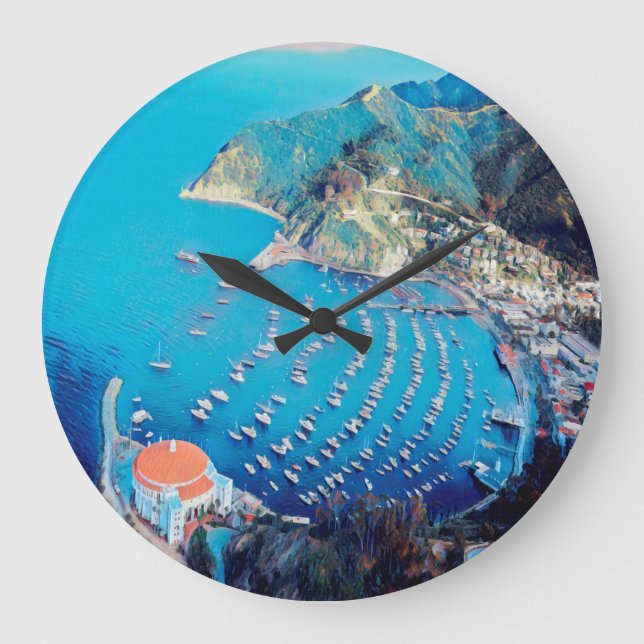 ldp SANTA CATALINA Island - California - harbour Large Clock (Front)