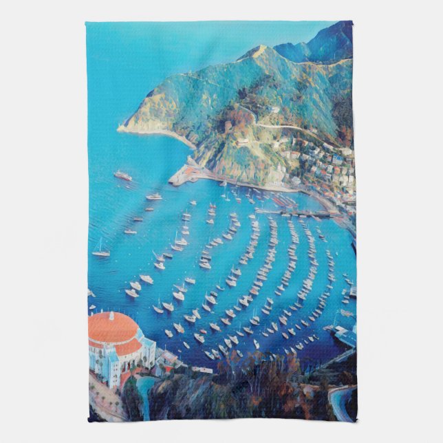 ldp SANTA CATALINA Island - California - harbour Tea Towel (Vertical)