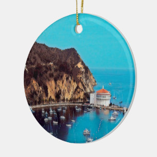 ldp SANTA CATALINA ISLAND - harbour - Ceramic Tree Decoration