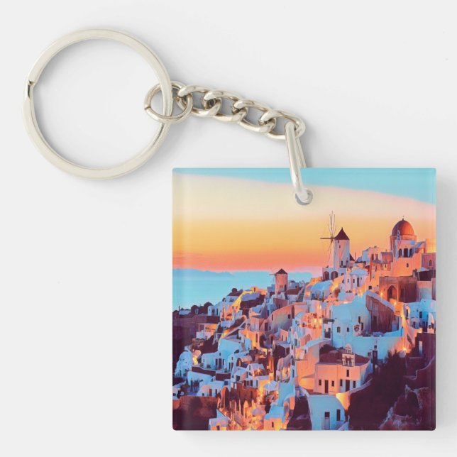 ldp SANTORINI - panorama - by nigth - Key Ring (Front)