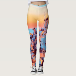 ldp SANTORINI - panorama - by nigth - Leggings