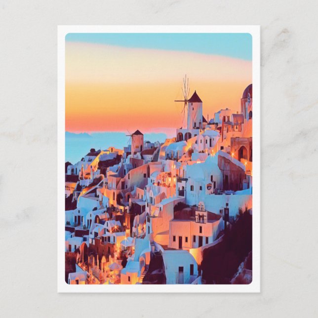ldp SANTORINI - panorama - by nigth - Postcard (Front)