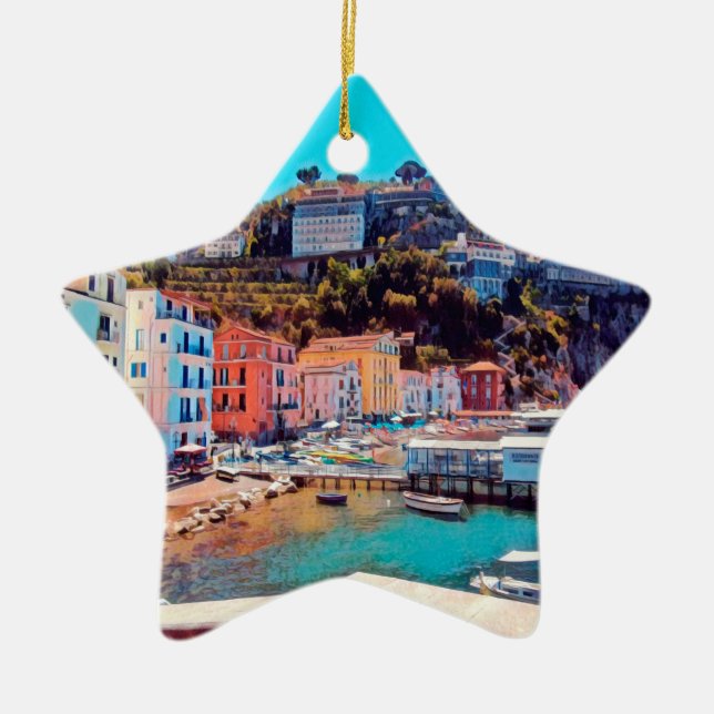 ldp SORRENTO - panorama - beach - Ceramic Tree Decoration (Front)
