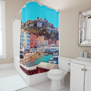 ldp SORRENTO - panorama - beach - Shower Curtain