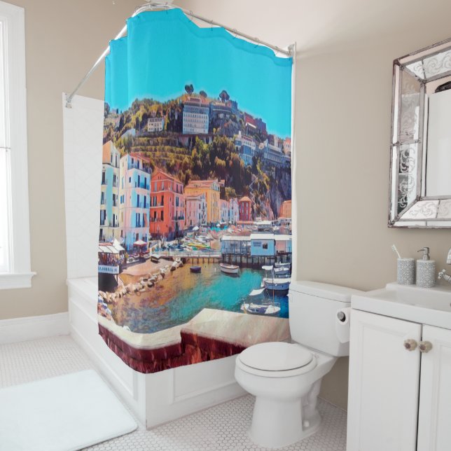 ldp SORRENTO - panorama - beach - Shower Curtain (In Situ)