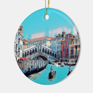 ldp VENICE - gondolas - rialto - Ceramic Tree Decoration