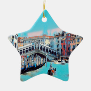 ldp VENICE - gondolas - rialto - Ceramic Tree Decoration