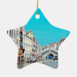 ldp VENICE - Grand Canal - Rialto beach - Ceramic Tree Decoration