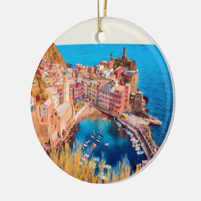 ldp VERNAZZA - Cinque Terre - Ceramic Tree Decoration (Left)