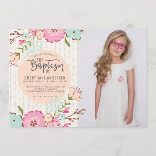 LDS BAPTISM PHOTO INVITATION Beautiful Girl