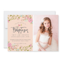 LDS BAPTISM PHOTO INVITATION | Elegant Pink Girl