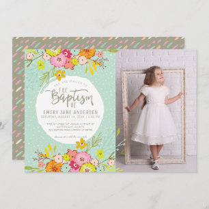 LDS BAPTISM PHOTO INVITATION   Modern Bright Girl
