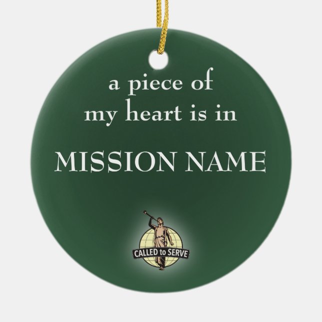 LDS Missionary Ornament. customisable Ceramic Tree Decoration (Front)