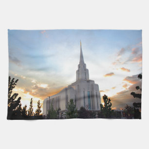 LDS mormon Oquirrh Mountain Utah temple Tea Towel