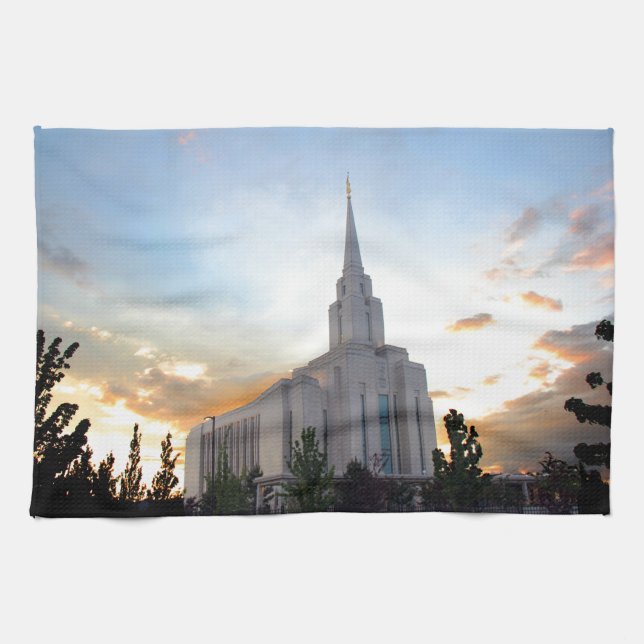 LDS mormon Oquirrh Mountain Utah temple Tea Towel (Horizontal)