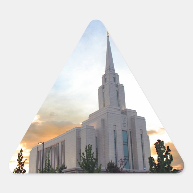 LDS mormon Oquirrh Mountain Utah temple Triangle Sticker (Front)