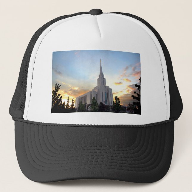 LDS mormon Oquirrh Mountain Utah temple Trucker Hat (Front)