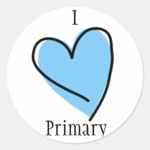 LDS Primary Stickers - I Heart Primary blue
