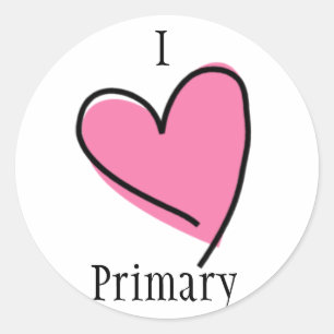LDS Primary Stickers - I Heart Primary pink