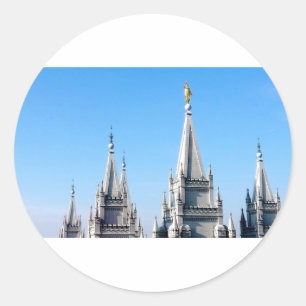 lds salt lake city temple angel moroni classic round sticker