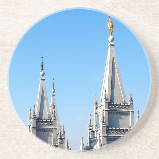 lds salt lake city temple angel moroni coaster (Front)