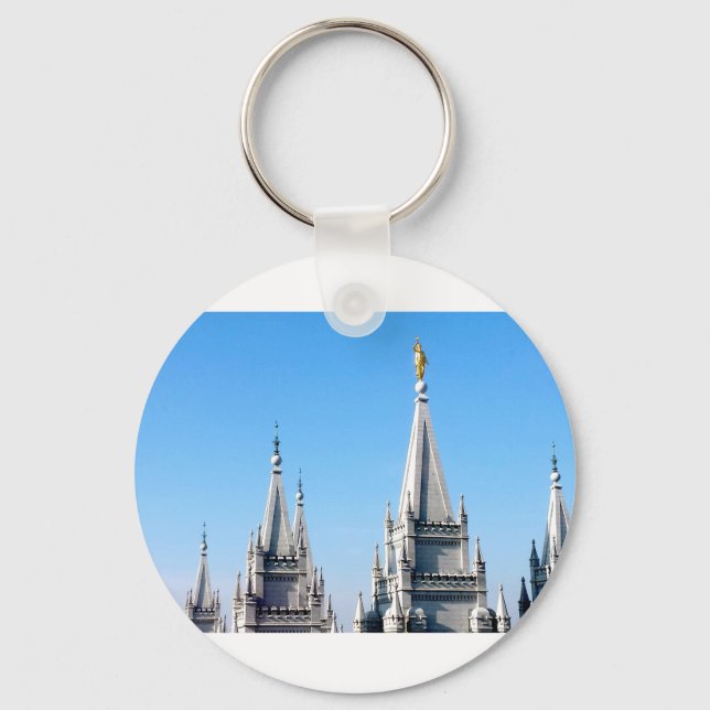 lds salt lake city temple angel moroni key ring (Front)