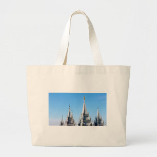 lds salt lake city temple angel moroni large tote bag