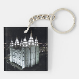 LDS Salt Lake City Temple at Night Key Ring