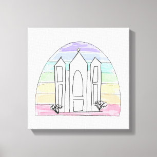 LDS Salt Lake City Temple rainbow sunset mormon Canvas Print