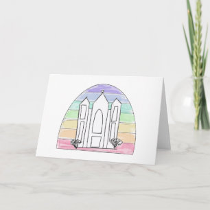 LDS Salt Lake City Temple rainbow sunset mormon  Card