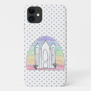 LDS Salt Lake City Temple rainbow sunset mormon iPhone 11 Case
