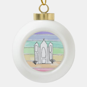 LDS Salt Lake City Temple rainbow sunset mormon Ceramic Ball Christmas Ornament