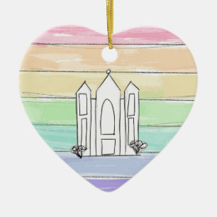 LDS Salt Lake City Temple rainbow sunset mormon  Ceramic Tree Decoration