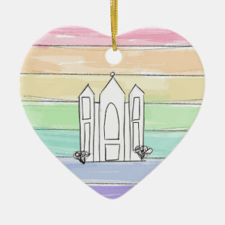 LDS Salt Lake City Temple rainbow sunset mormon Ceramic Tree Decoration