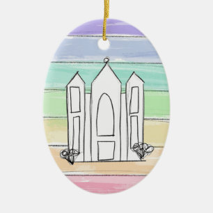 LDS Salt Lake City Temple rainbow sunset mormon  Ceramic Tree Decoration