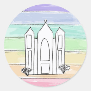 LDS Salt Lake City Temple rainbow sunset mormon  Classic Round Sticker