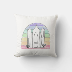 LDS Salt Lake City Temple rainbow sunset mormon Cushion