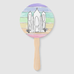 LDS Salt Lake City Temple rainbow sunset mormon  Hand Fan
