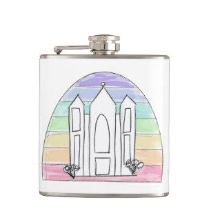LDS Salt Lake City Temple rainbow sunset mormon  Hip Flask