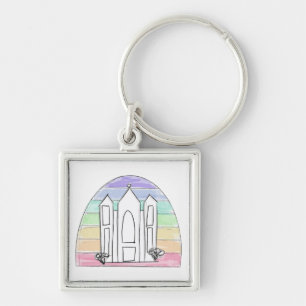 LDS Salt Lake City Temple rainbow sunset mormon Key Ring