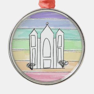 LDS Salt Lake City Temple rainbow sunset mormon  Metal Tree Decoration