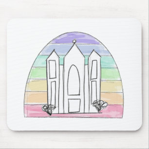 LDS Salt Lake City Temple rainbow sunset mormon  Mouse Mat